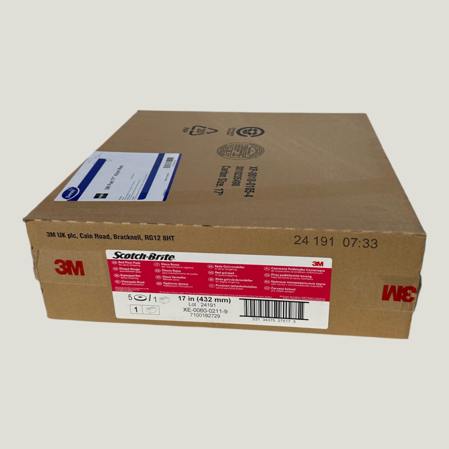 TASKI 3M Pad Rood 5st - 17" / 43 cm - Rood - Pad voor sprayreinigen van behandelde vloeren