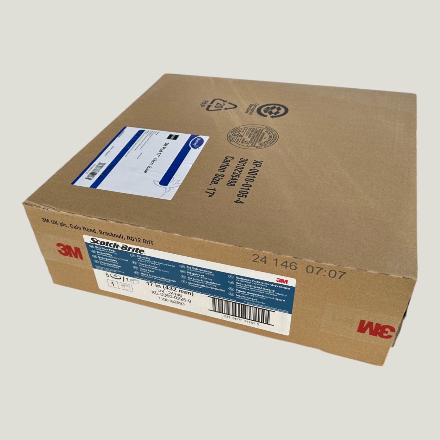 TASKI 3M Pad Blauw 5st - 17" / 43 cm - Blauw - Pad voor het nat schrobben van onbehandelde vloeren